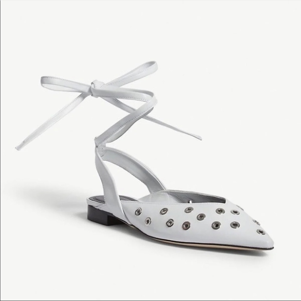 New Sandro Isla White Leather Ankle Straps sandals